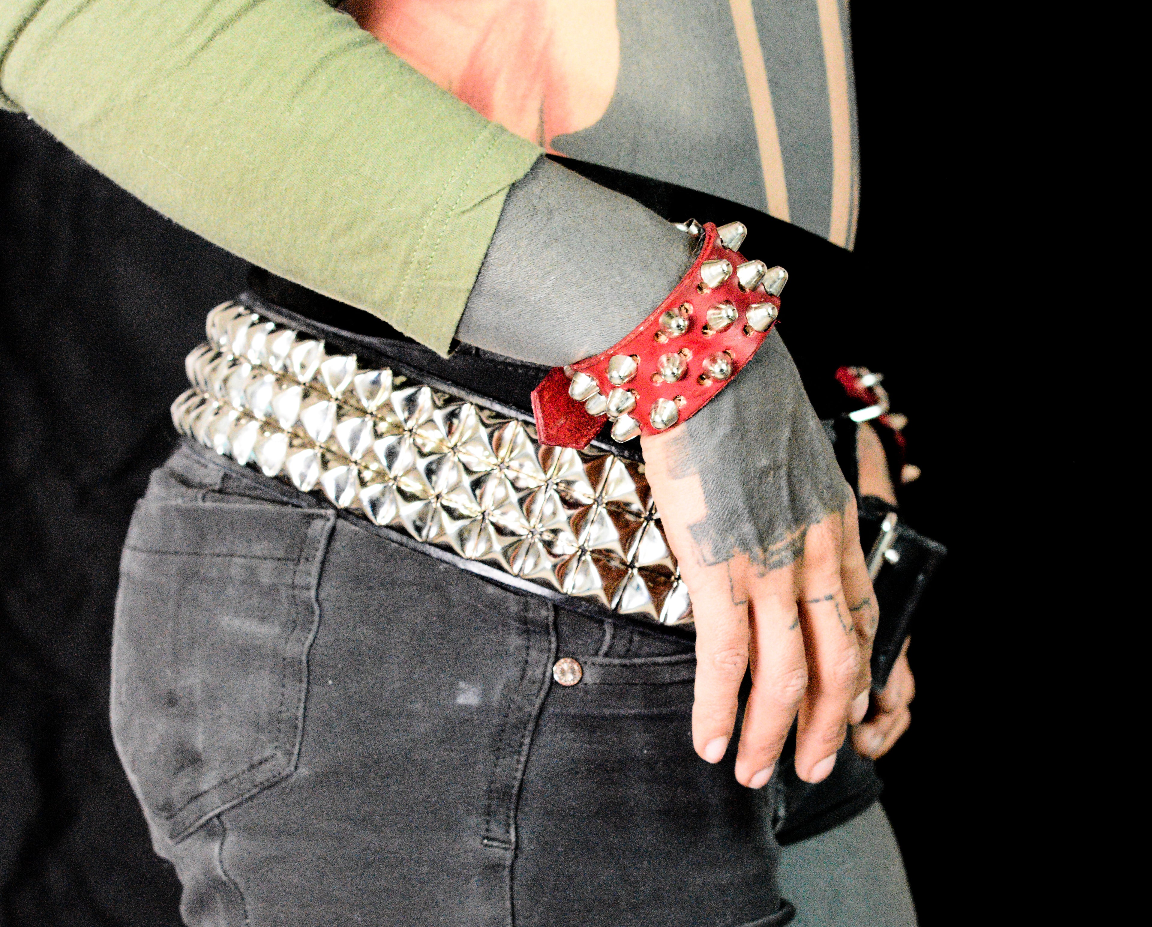 red bracelet interspersed