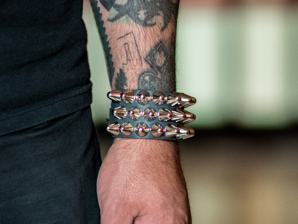 Silver three-row bracelet