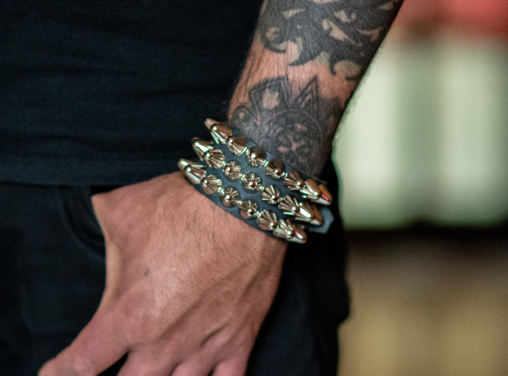 Silver three-row bracelet