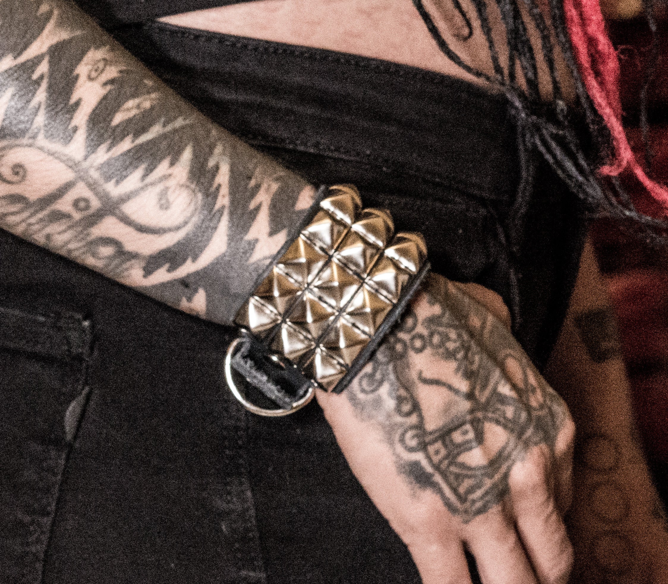 Bracelet with three rows of silver studs