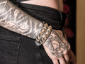 Bracelet with two rows of silver studs