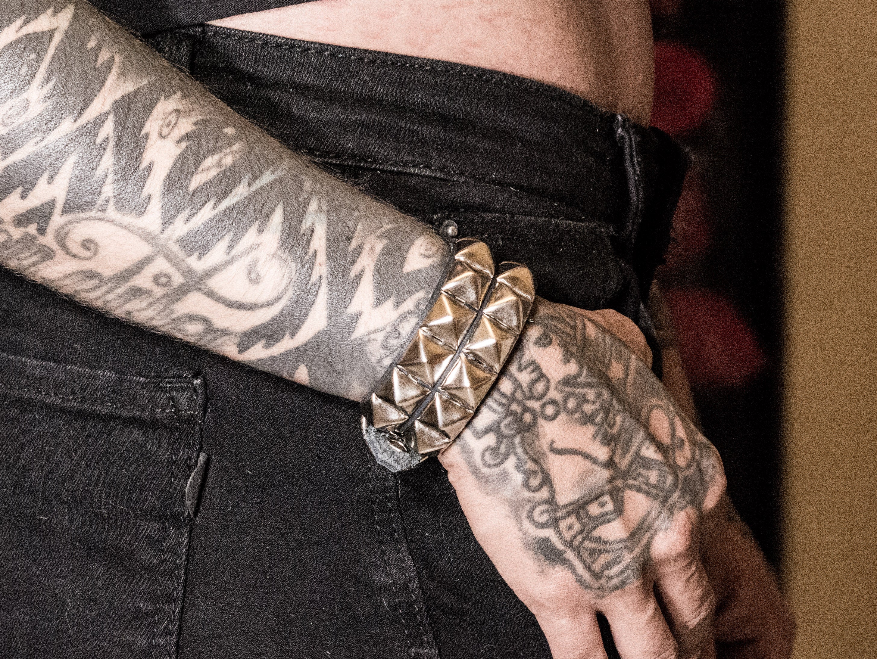 Bracelet with two rows of silver studs