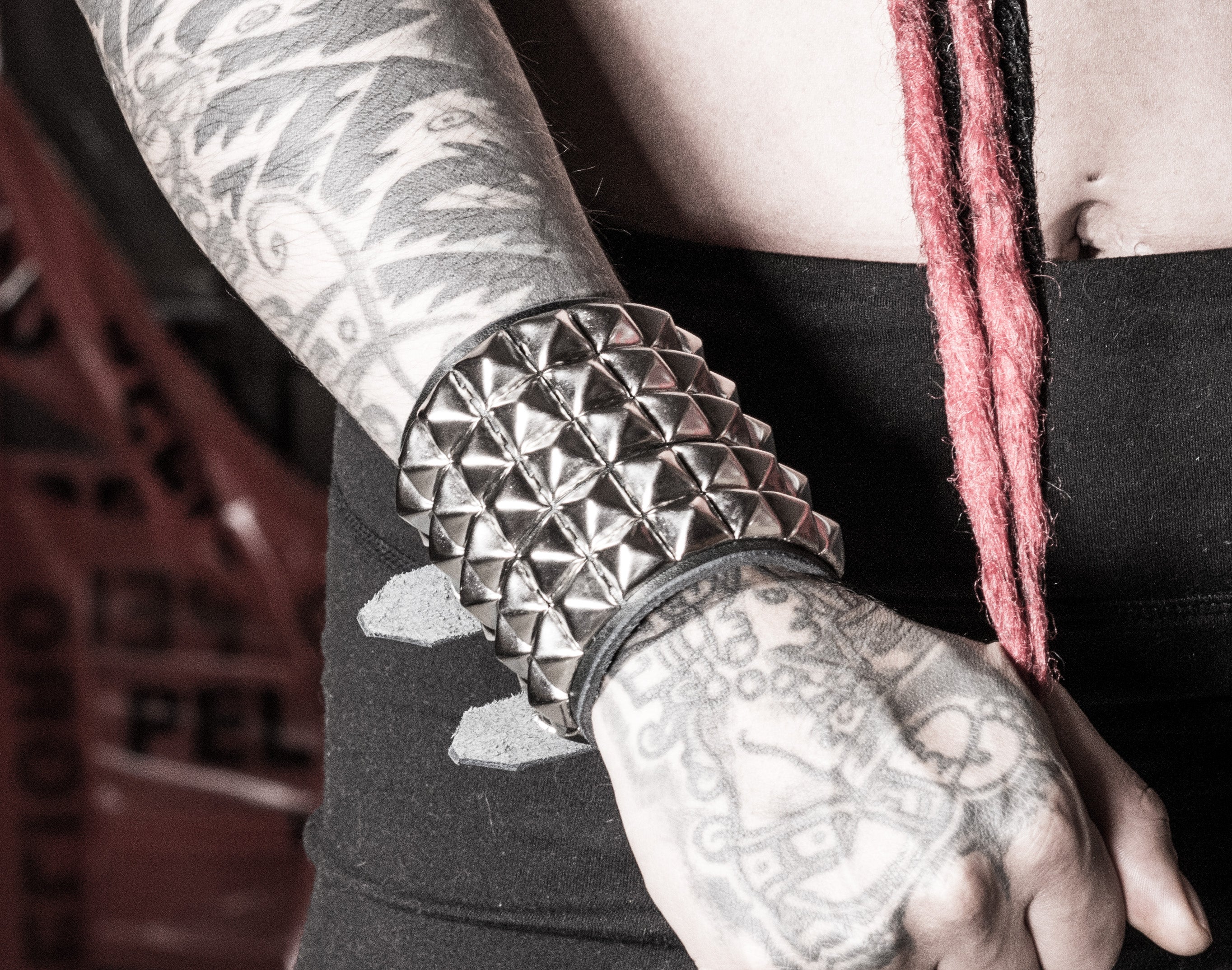 Bracelet with five rows of silver studs