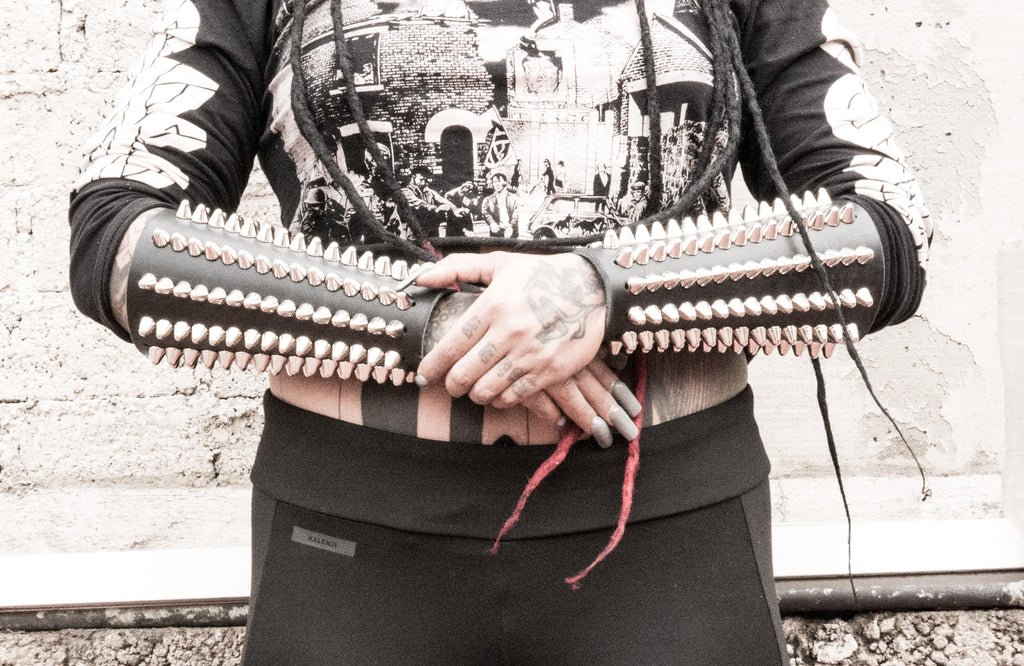 Large bracelets with silver studs