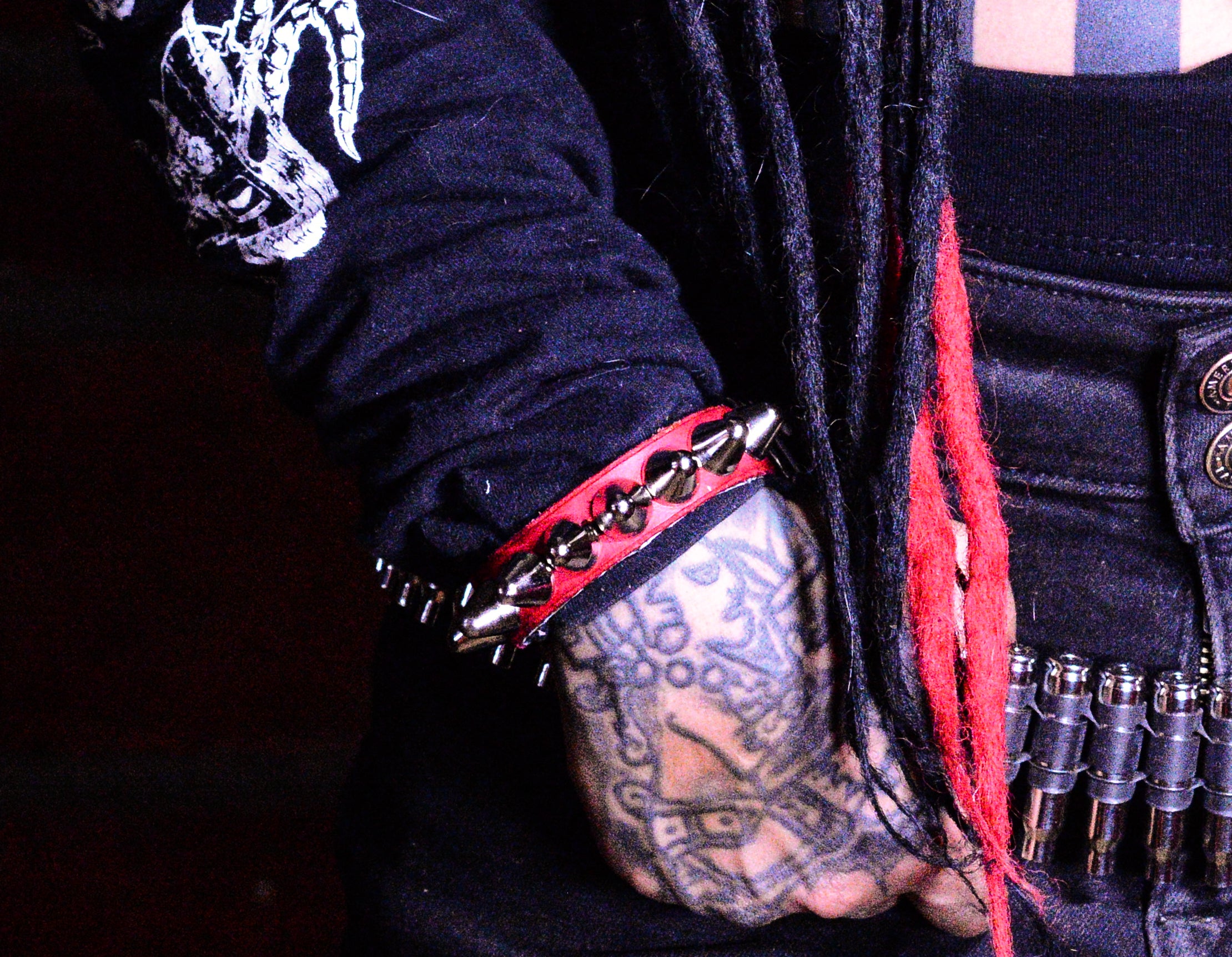 Red bracelet with studs