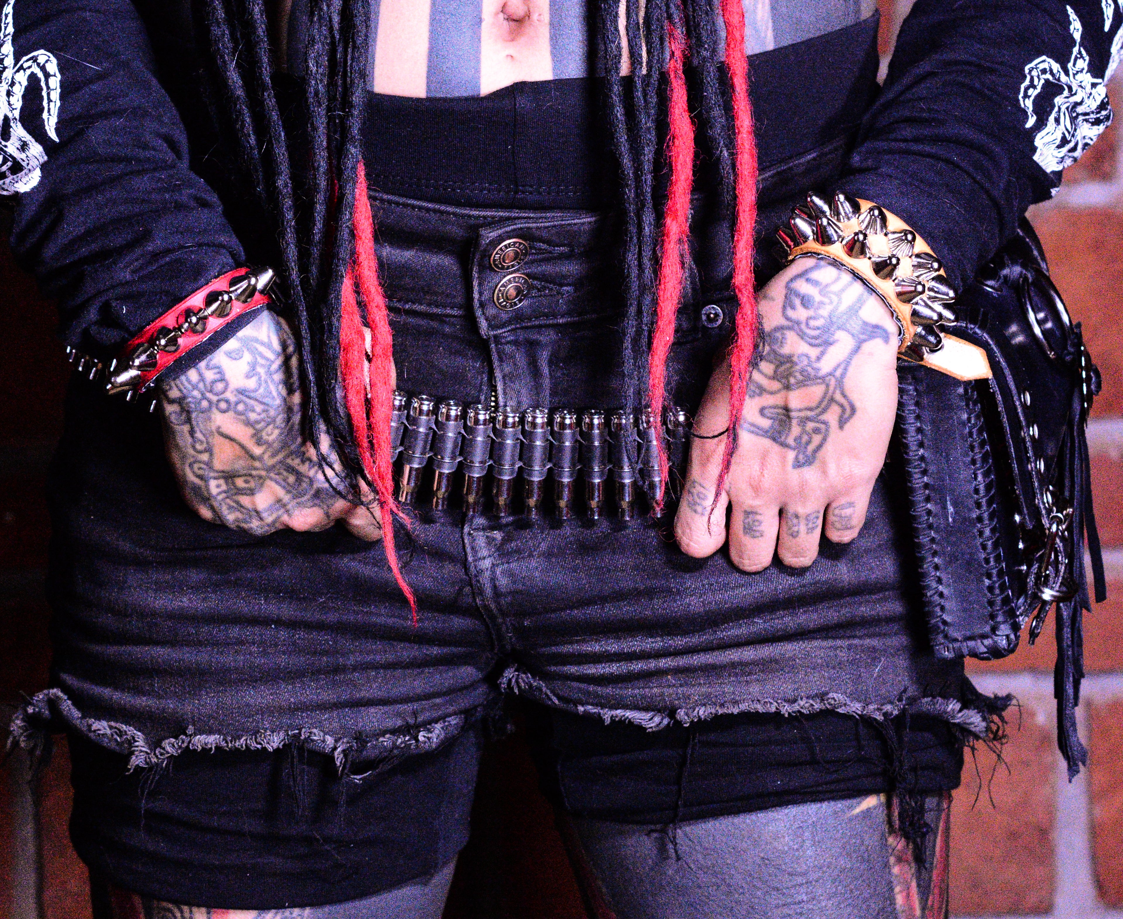 Red bracelet with studs