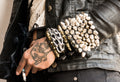 Brass stud bracelet with chain